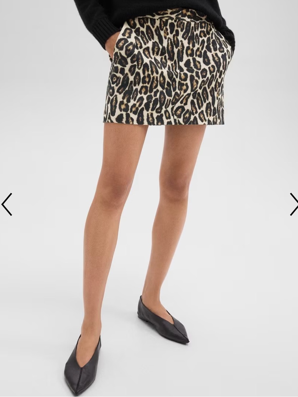 Theory Mini Trouser Skirt in Stretch Leopard Wool